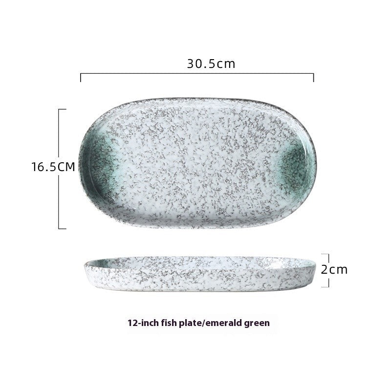 Japanese-Style Ceramic Fish Plate - 12 Inch