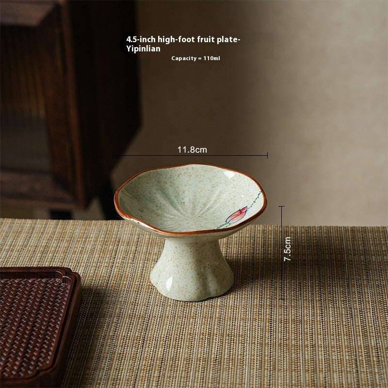 Ceramic Pedestal Fruit Bowl - Decorative Style