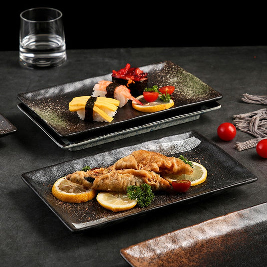 Rectangular Ceramic Sushi Plate - Underglaze