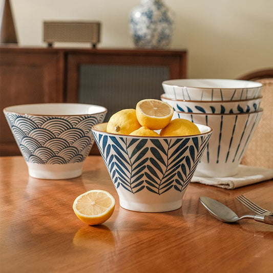 Underglaze Ceramic Noodle Bowl - 7 Inch