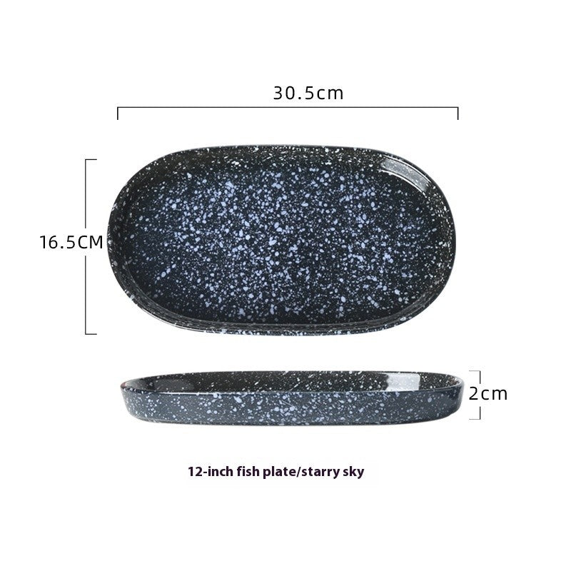 Japanese-Style Ceramic Fish Plate - 12 Inch