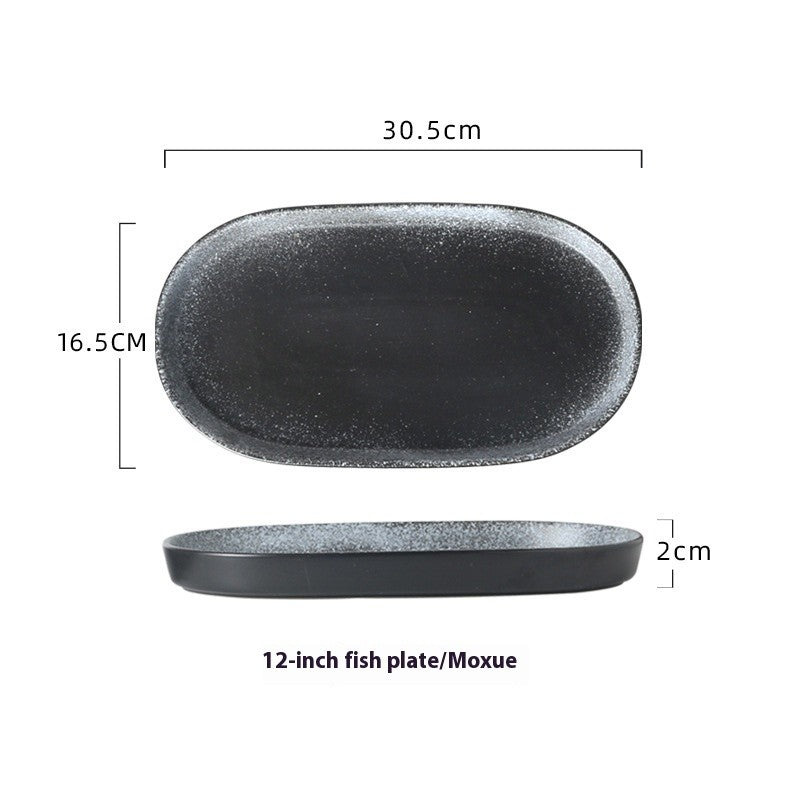 Japanese-Style Ceramic Fish Plate - 12 Inch