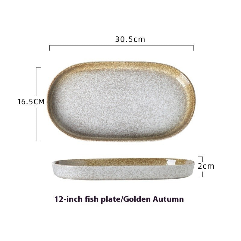Japanese-Style Ceramic Fish Plate - 12 Inch