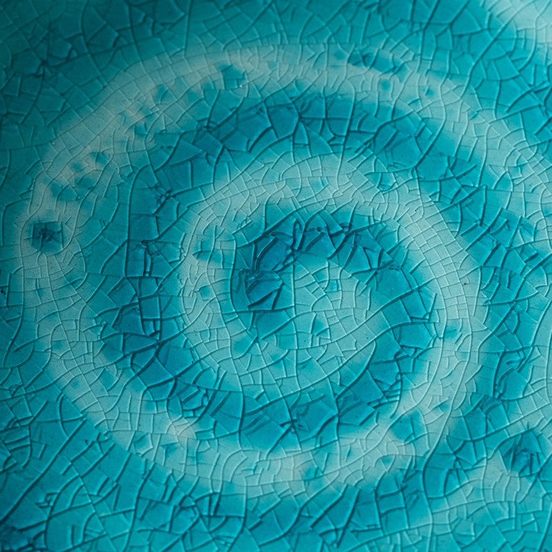Double-Handle Ceramic Plate - Crackle Glaze