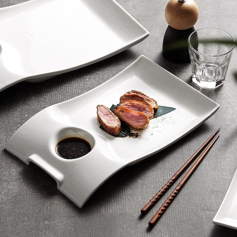 Irregular Ceramic Serving Platter - Underglaze