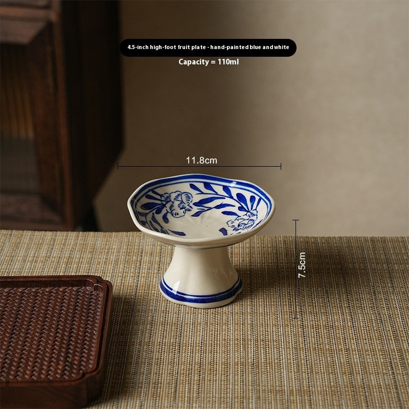 Ceramic Pedestal Fruit Bowl - Decorative Style