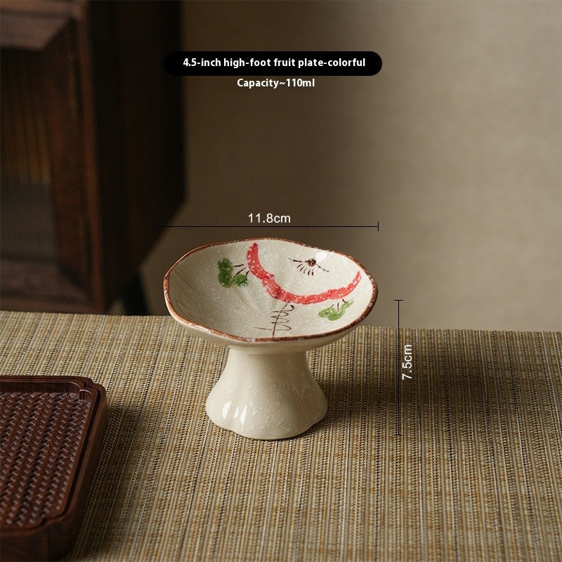 Ceramic Pedestal Fruit Bowl - Decorative Style