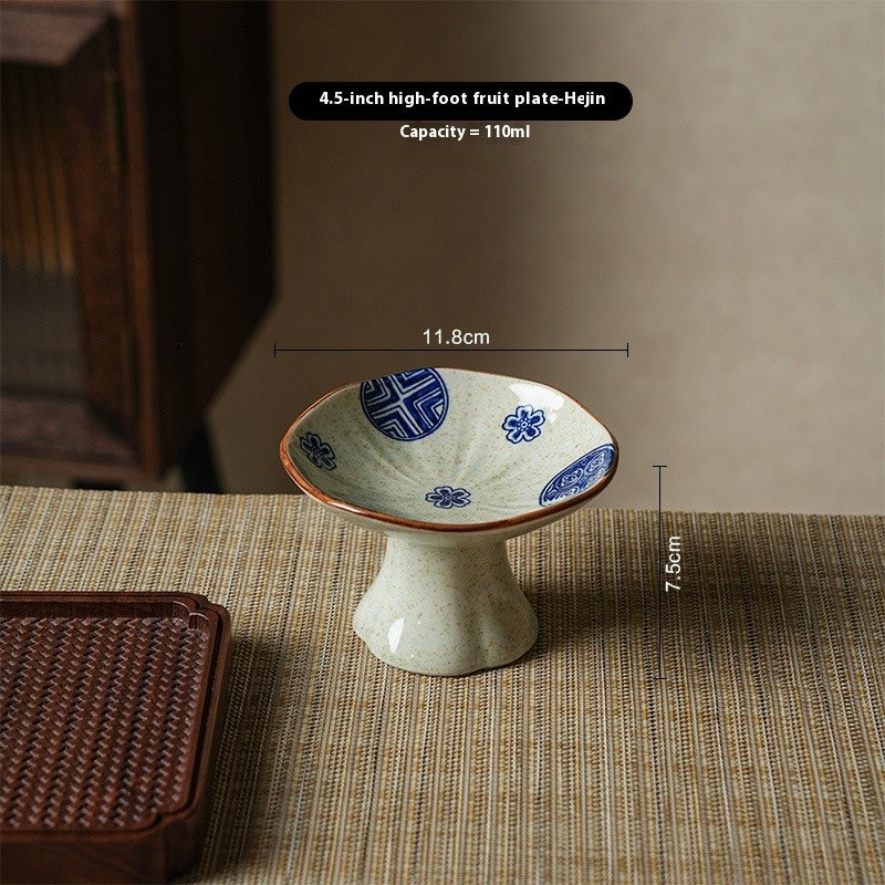 Ceramic Pedestal Fruit Bowl - Decorative Style