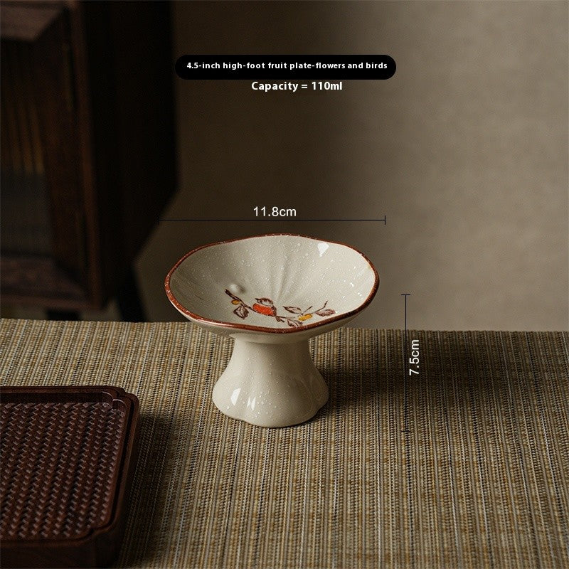 Ceramic Pedestal Fruit Bowl - Decorative Style