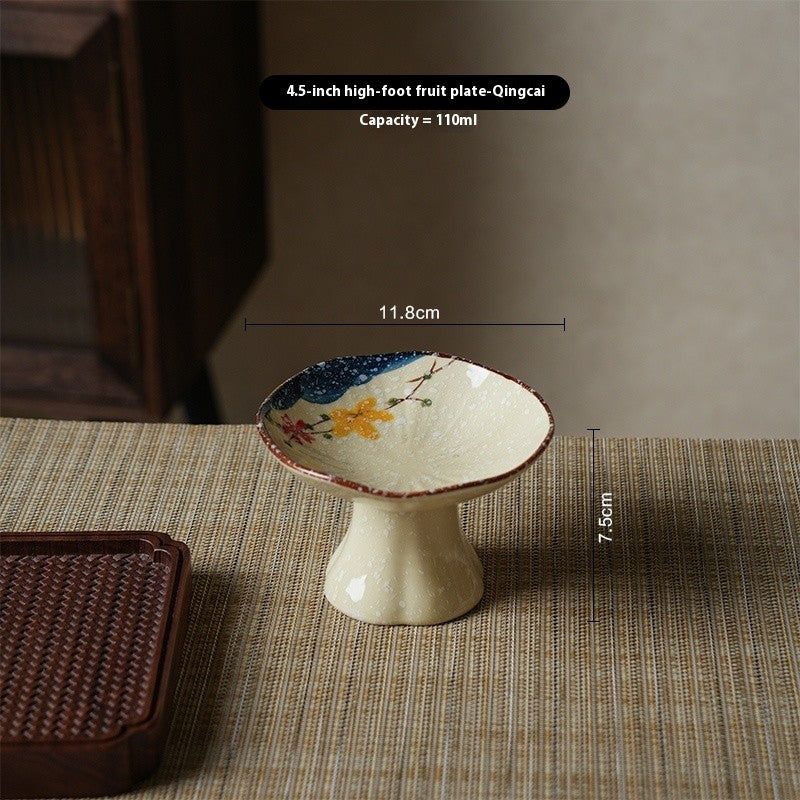 Ceramic Pedestal Fruit Bowl - Decorative Style