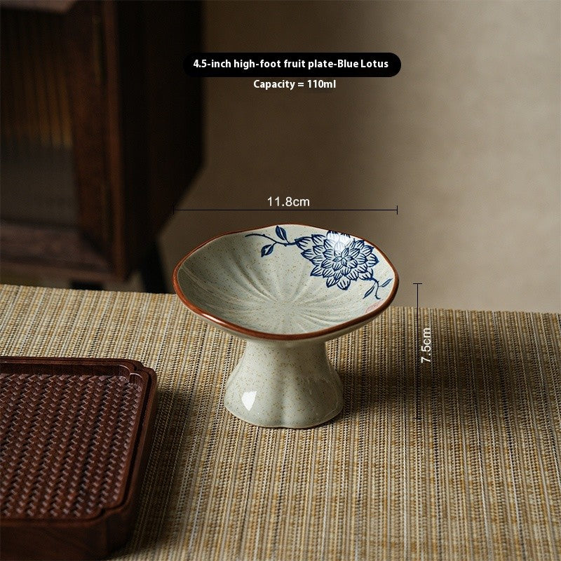 Ceramic Pedestal Fruit Bowl - Decorative Style