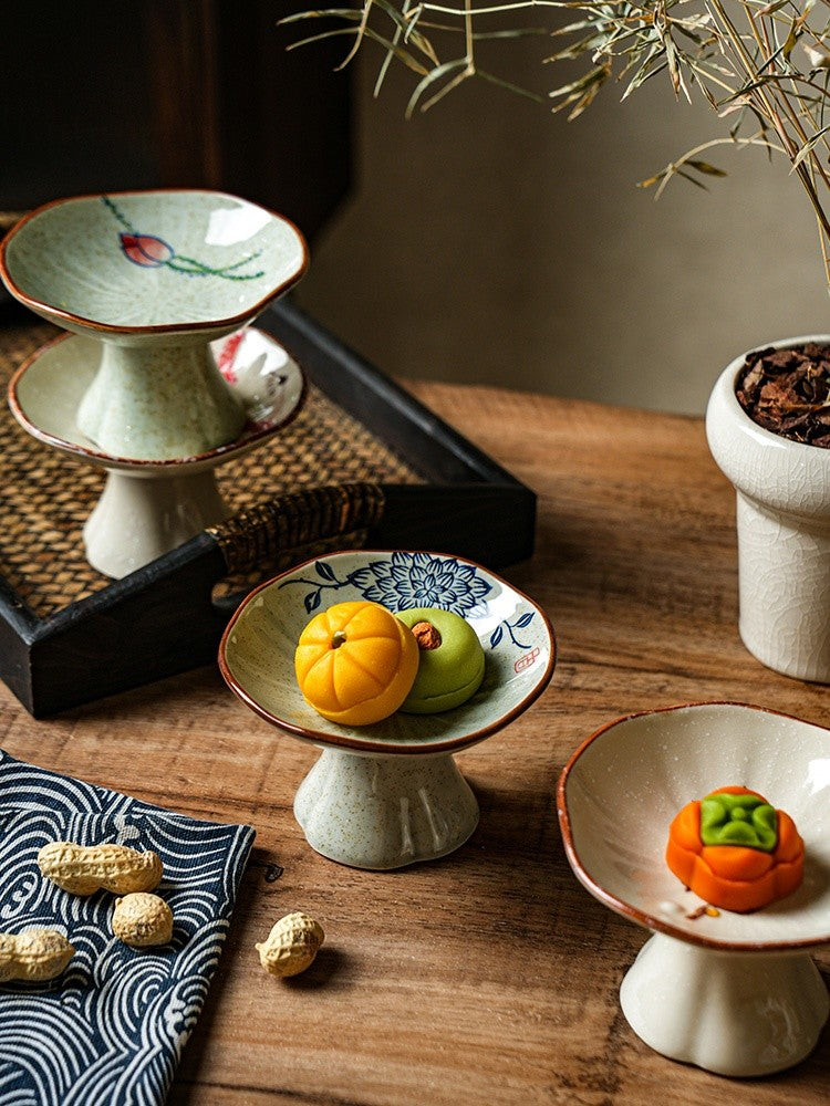 Ceramic Pedestal Fruit Bowl - Decorative Style