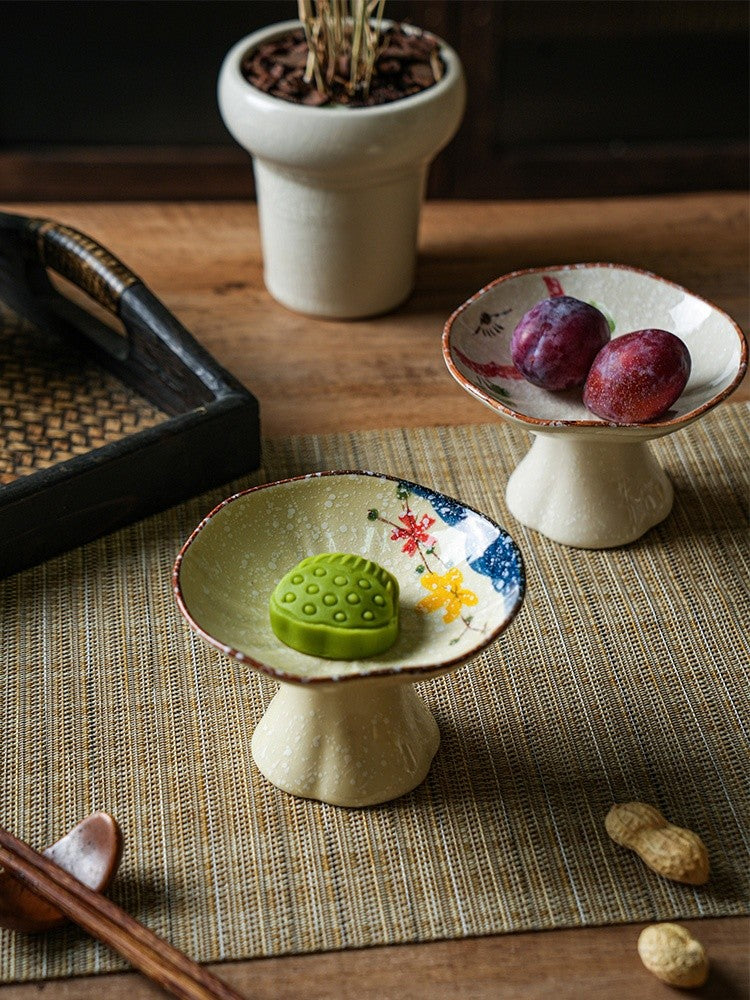 Ceramic Pedestal Fruit Bowl - Decorative Style