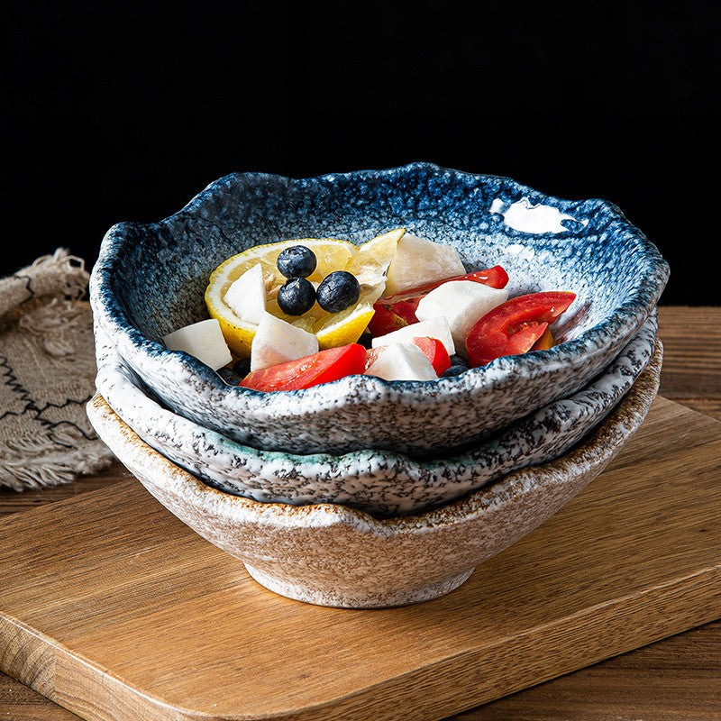 Irregular Ceramic Fruit Bowl - Glazed Finish