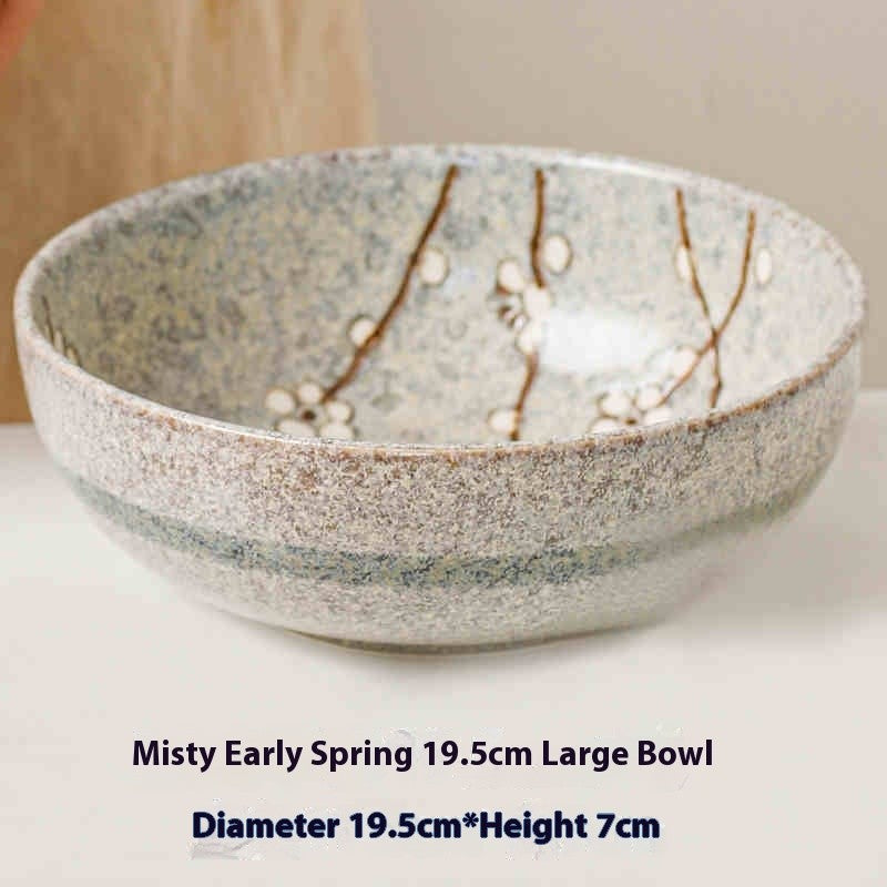 Japanese-Style Ceramic Bowl or Plate - Floral Underglaze Finish