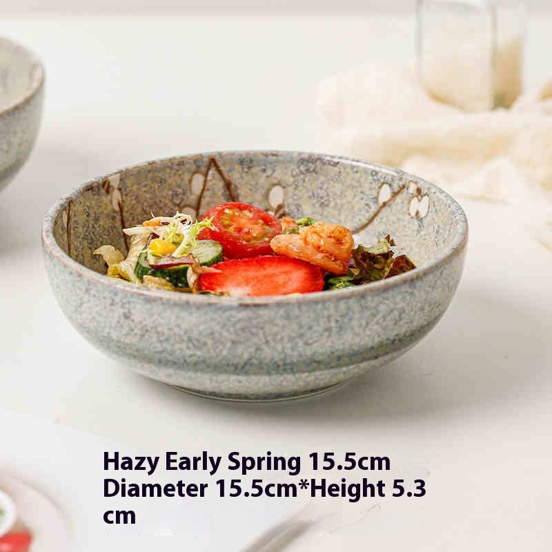 Japanese-Style Ceramic Bowl or Plate - Floral Underglaze Finish