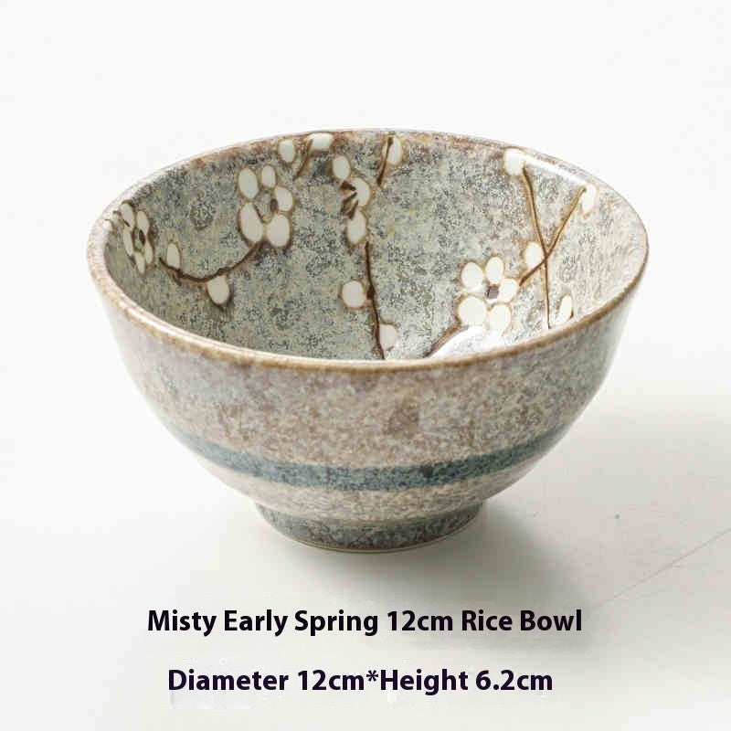 Japanese-Style Ceramic Bowl or Plate - Floral Underglaze Finish