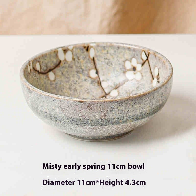 Japanese-Style Ceramic Bowl or Plate - Floral Underglaze Finish