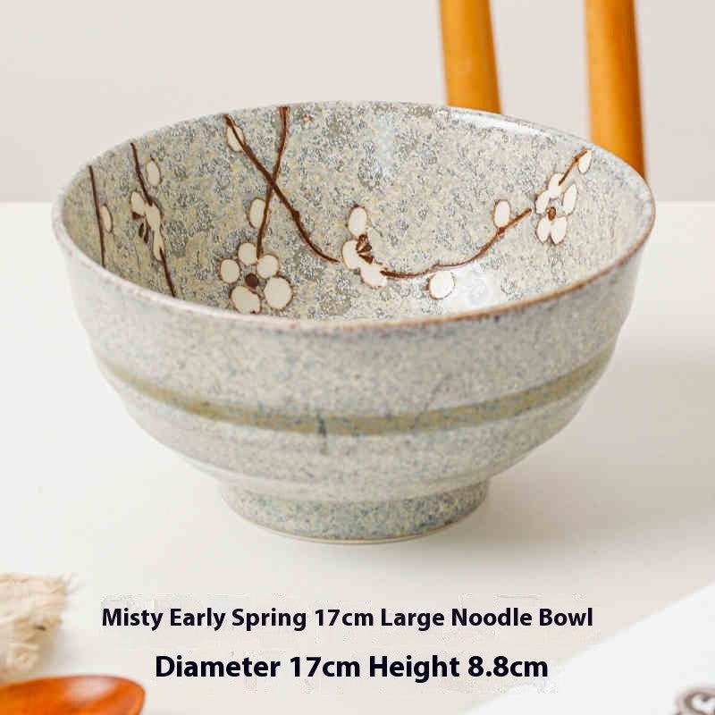 Japanese-Style Ceramic Bowl or Plate - Floral Underglaze Finish