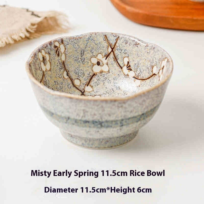 Japanese-Style Ceramic Bowl or Plate - Floral Underglaze Finish