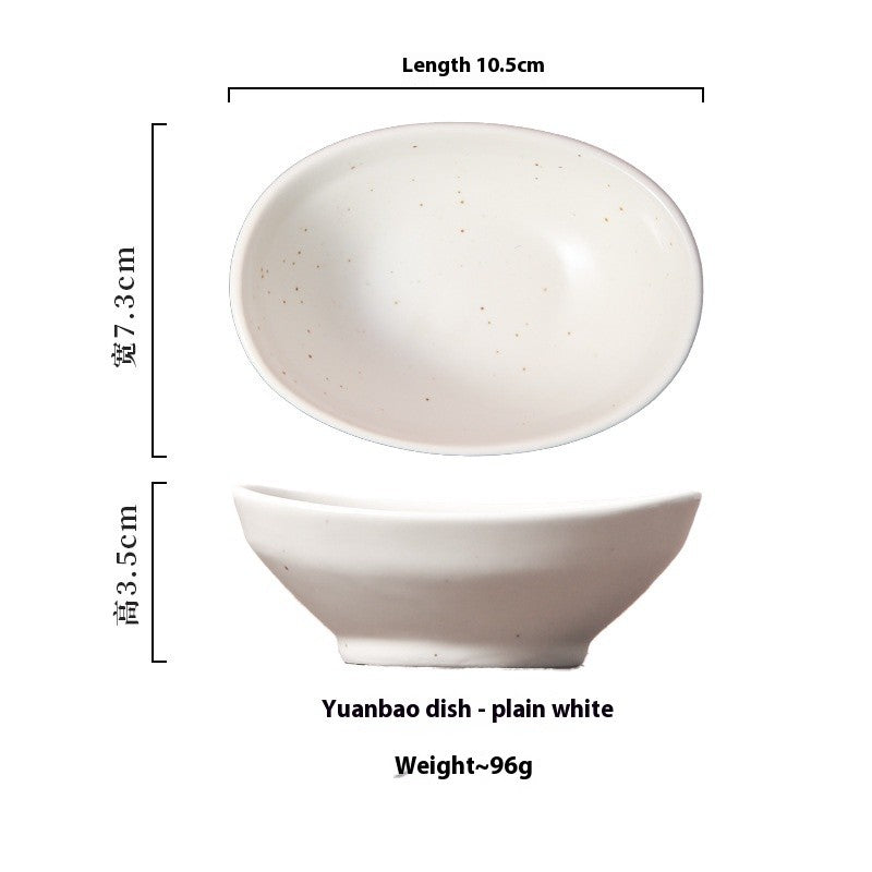 Japanese-Style Oval Ceramic Sauce Dish - Underglaze Finish