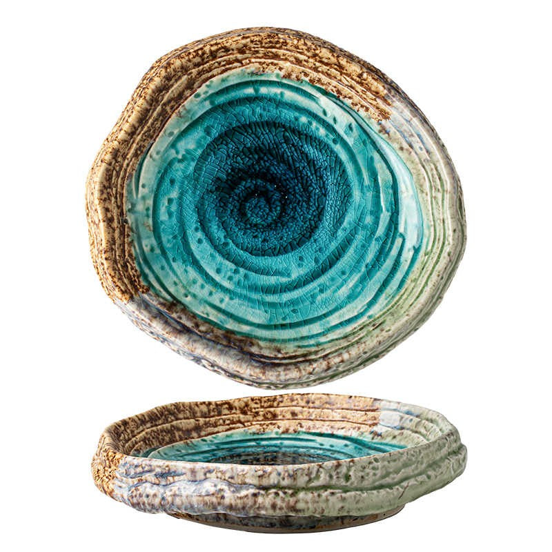Crackle-Glaze Irregular Ceramic Salad Plate - 7 Inch