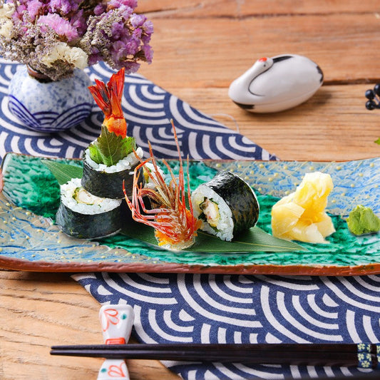 Rectangular Ceramic Sushi Plate - Glazed Finish