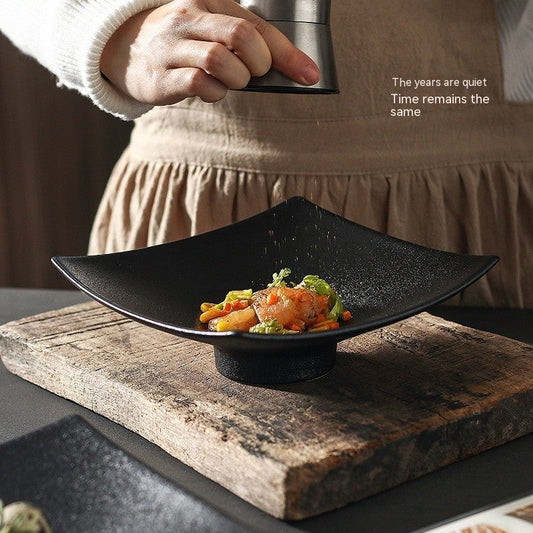 Square Ceramic High-Leg Plate - Matte Finish
