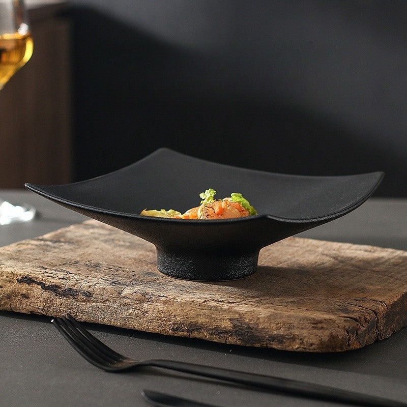 Square Ceramic High-Leg Plate - Matte Finish