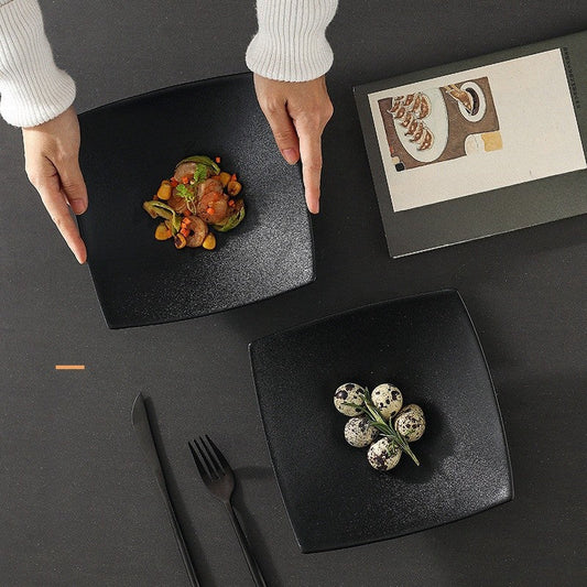 Square Ceramic High-Leg Plate - Matte Finish