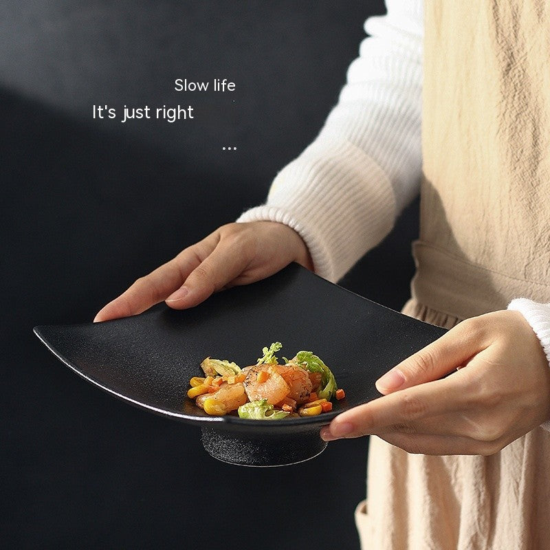 Square Ceramic High-Leg Plate - Matte Finish