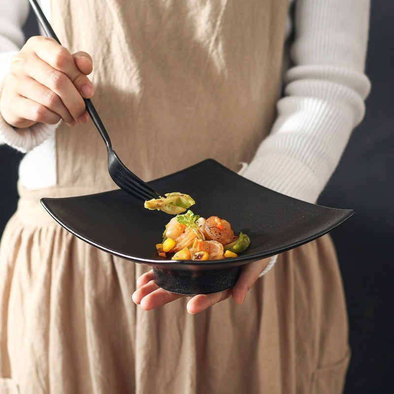 Square Ceramic High-Leg Plate - Matte Finish