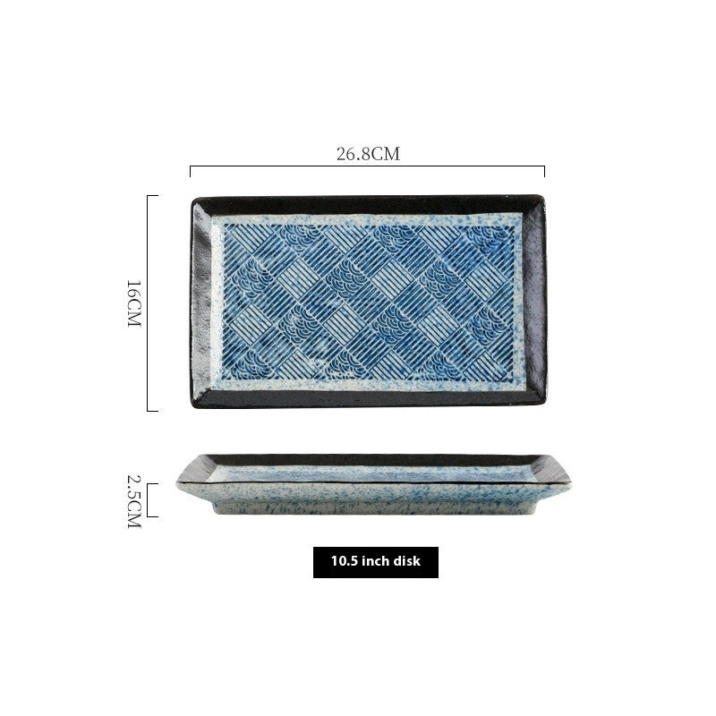 Rectangular Ceramic Sushi Plate - Underglaze
