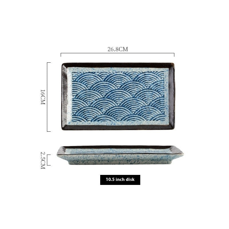 Rectangular Ceramic Sushi Plate - Underglaze