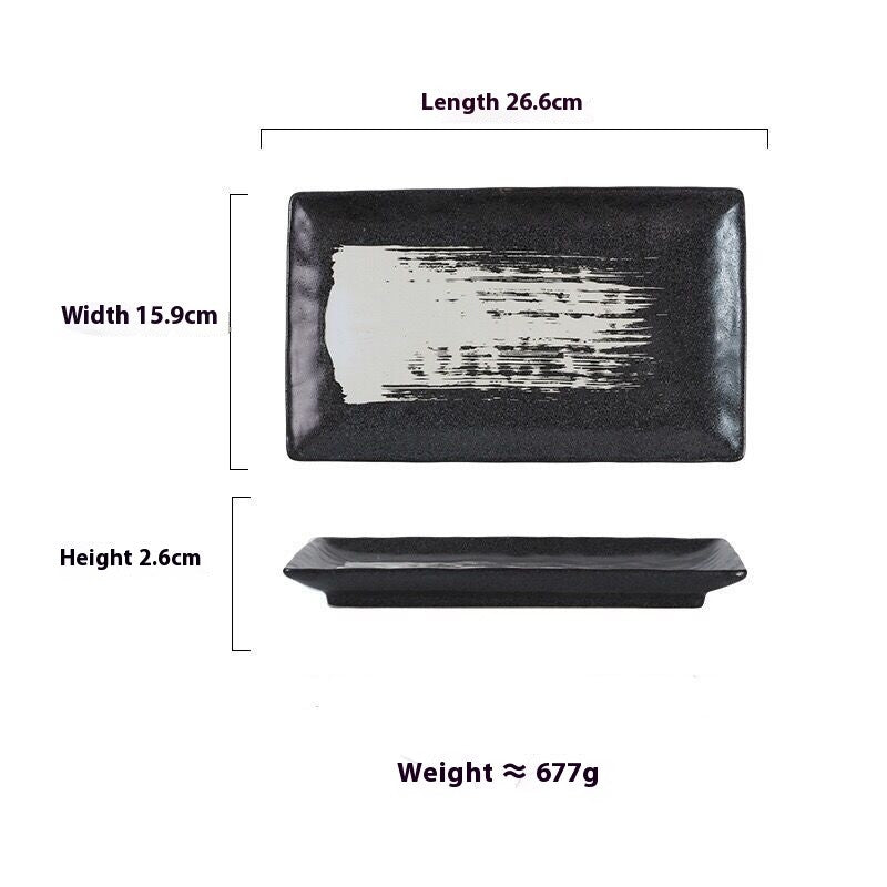Rectangular Ceramic Sushi Plate - Underglaze