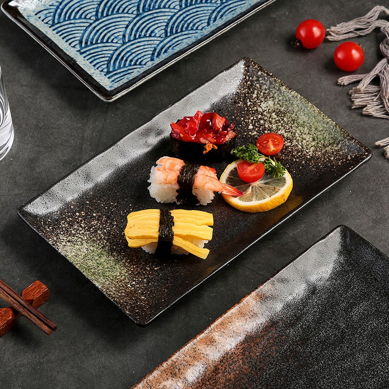 Rectangular Ceramic Sushi Plate - Underglaze