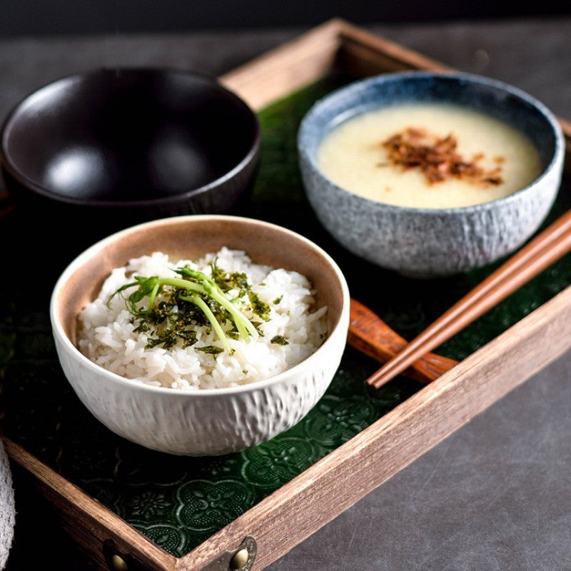 Small Glazed Ceramic Rice Bowl - 4.5 Inch