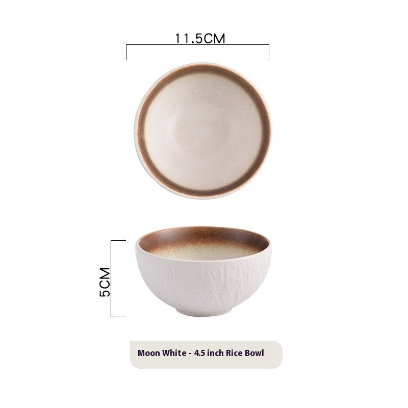 Small Glazed Ceramic Rice Bowl - 4.5 Inch