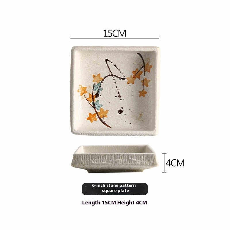 Square or Round Ceramic Plate - Stone-Texture Finish