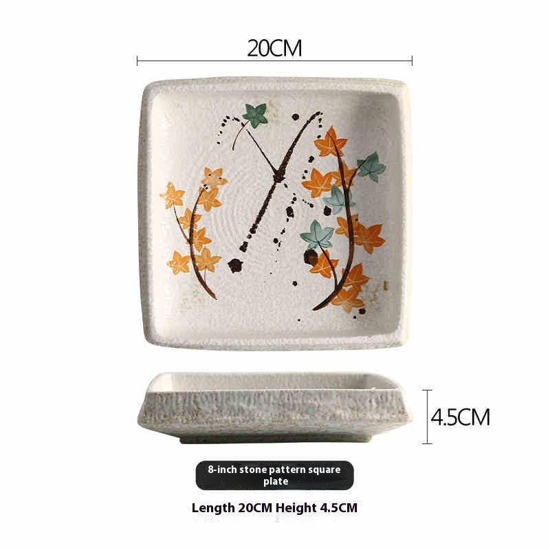 Square or Round Ceramic Plate - Stone-Texture Finish
