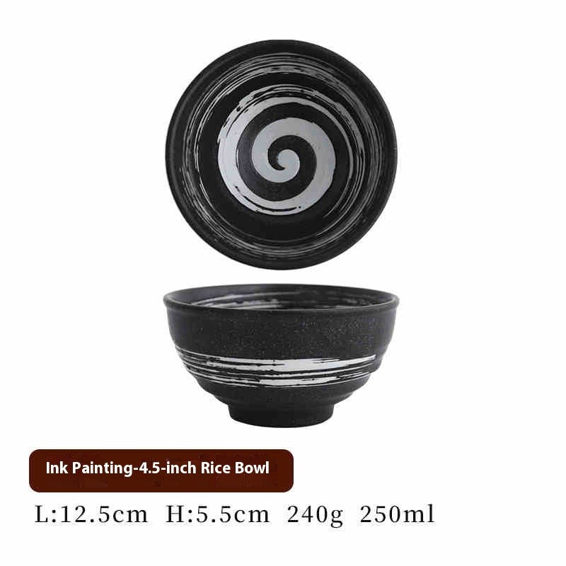 Underglaze Ceramic Rice Bowl - 4.5 Inch