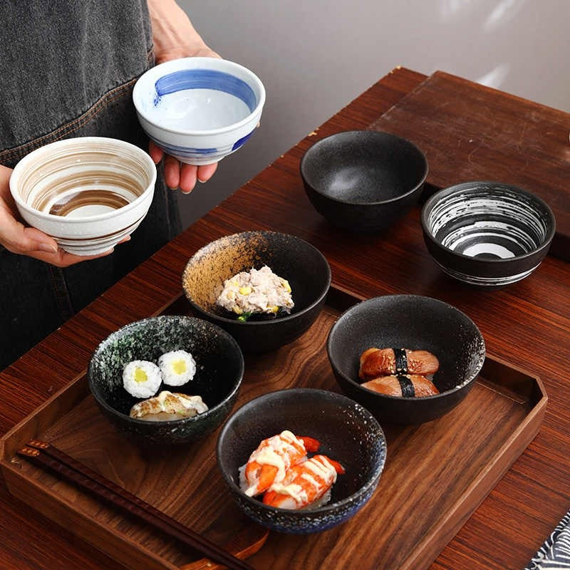 Underglaze Ceramic Rice Bowl - 4.5 Inch
