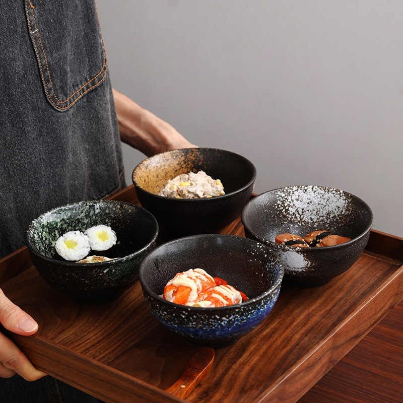 Underglaze Ceramic Rice Bowl - 4.5 Inch