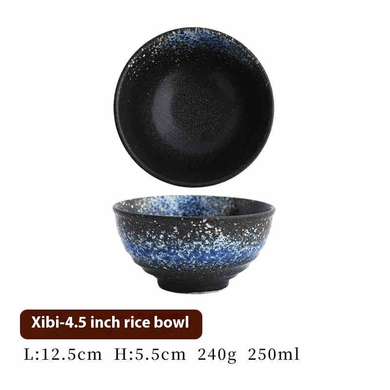 Underglaze Ceramic Rice Bowl - 4.5 Inch