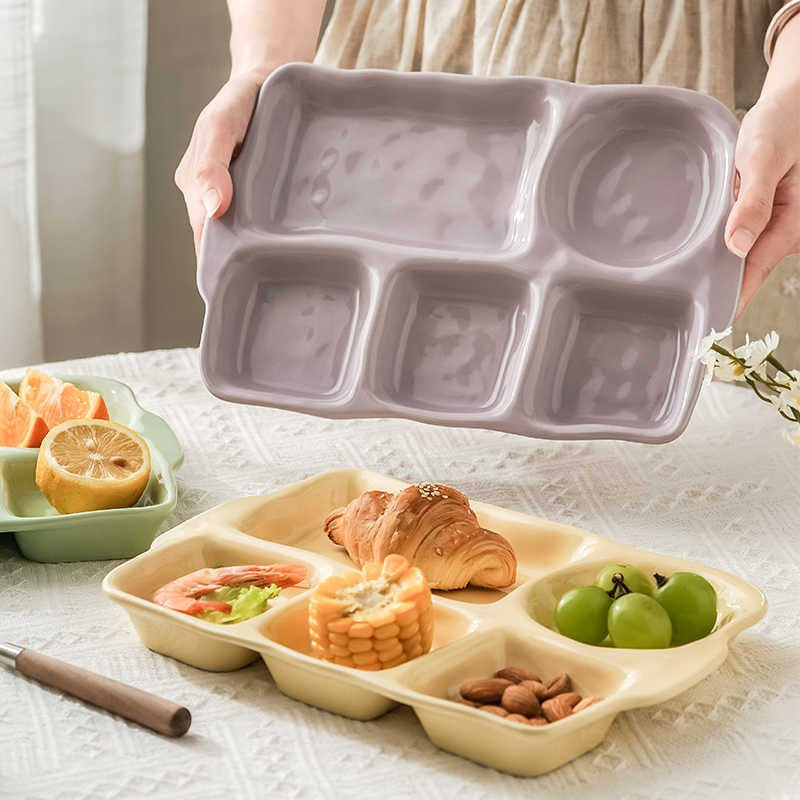 Rectangular Compartment Ceramic Plate - Underglaze