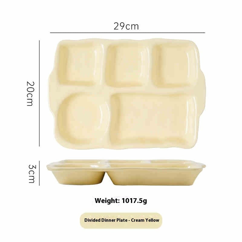 Rectangular Compartment Ceramic Plate - Underglaze