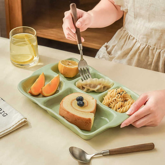 Rectangular Compartment Ceramic Plate - Underglaze