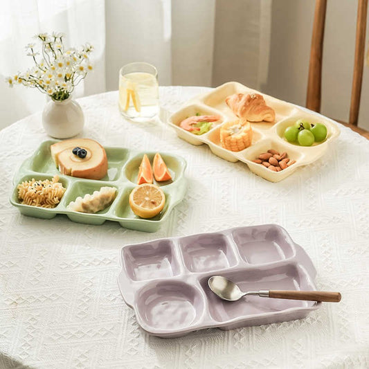 Rectangular Compartment Ceramic Plate - Underglaze