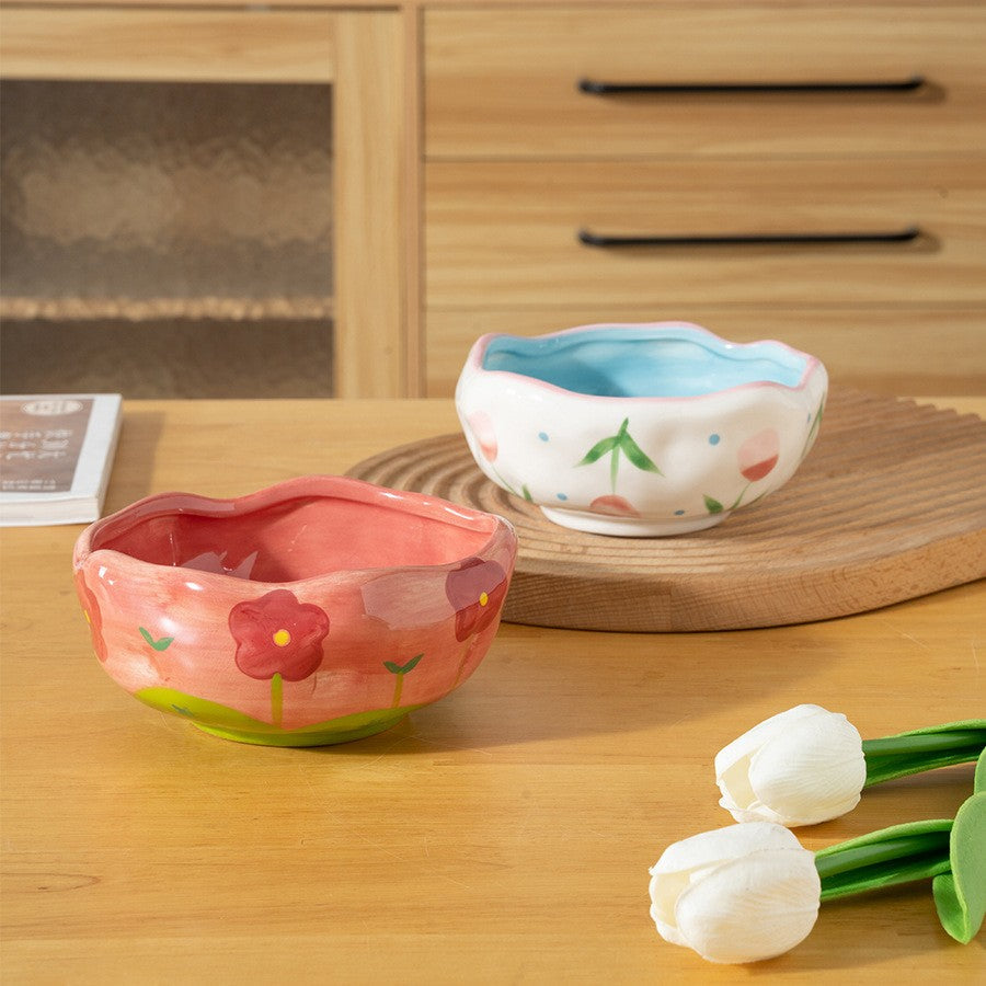 Hand-Painted Ceramic Floral Bowl - 13 cm