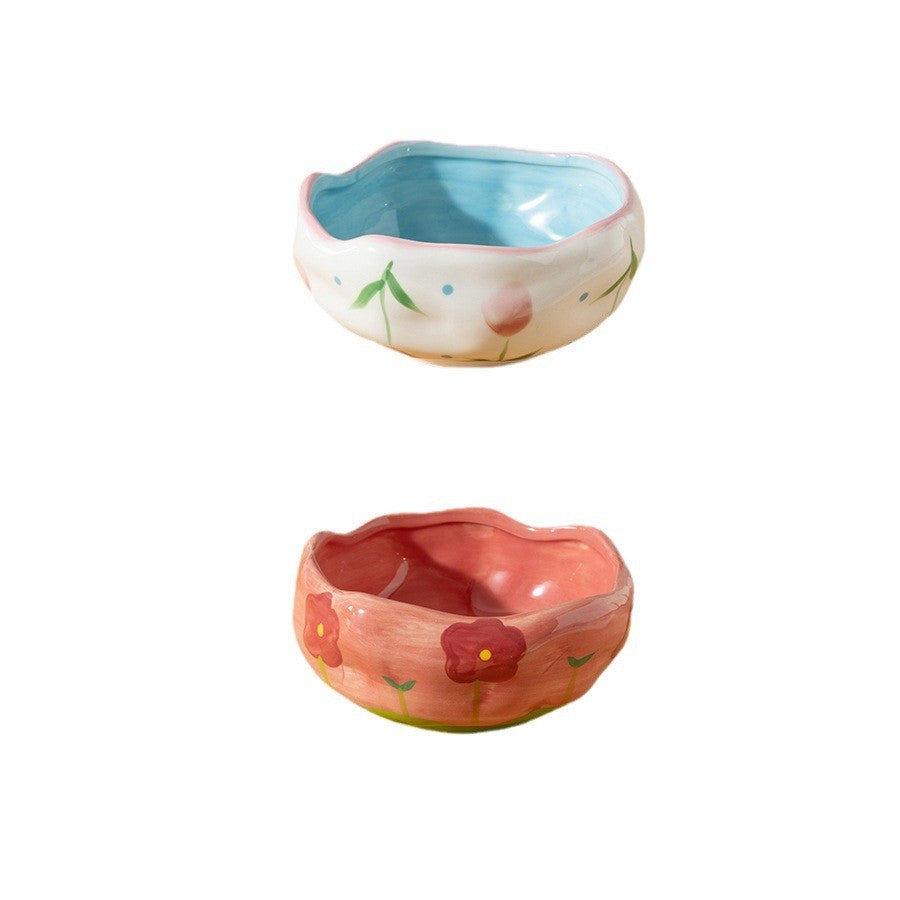 Hand-Painted Ceramic Floral Bowl - 13 cm